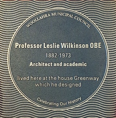 Image of the bronze plaque installed to Professor Leslie Wilkinson OBE